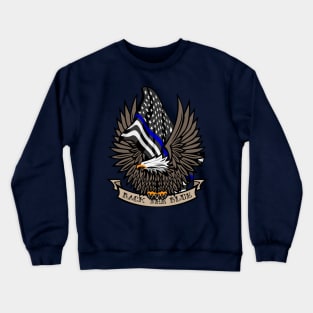 Back the Blue USA Police Blue Line Flag With Eagle Crewneck Sweatshirt